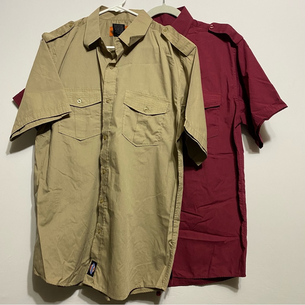 Blac Lacquer 2 Shirts Mens L Epaulet Shoulder Short Sleeve Button Up Collared